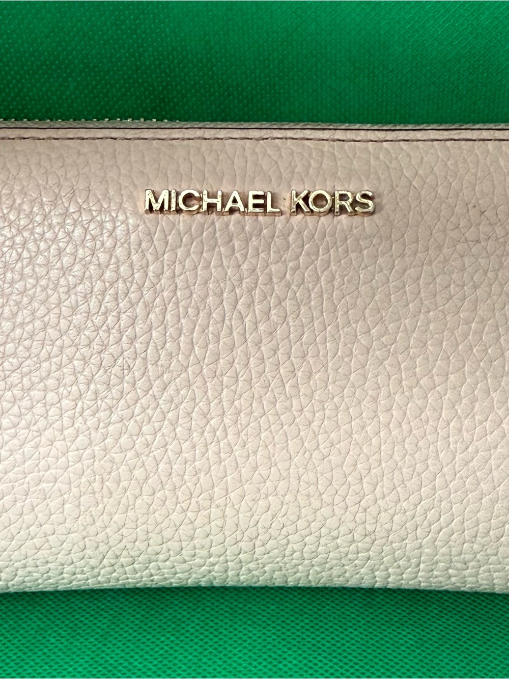 Michael Kors Light Pink Pebbled Leather Wallet with Gold Logo